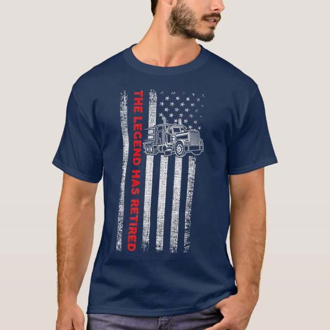 Lastbil-drivrutin Patriotic Trucker Flagga T Shirt (Framsida)