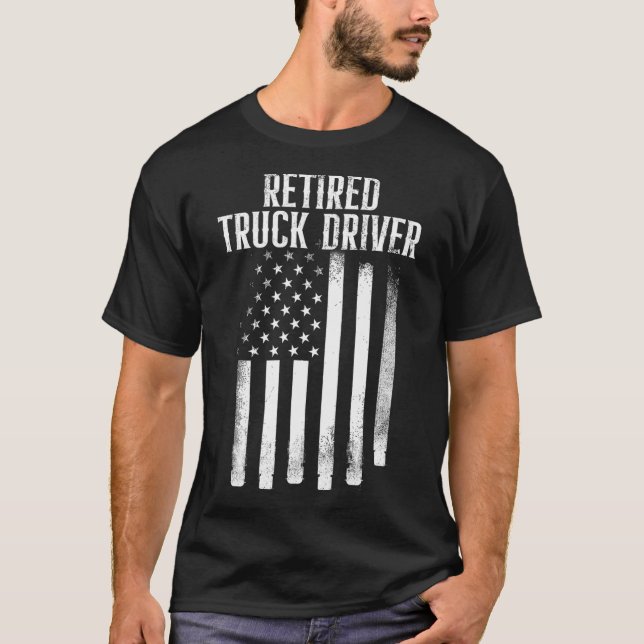 Lastbil-drivrutinen, USA Flagga Trucker Pension T Shirt (Framsida)