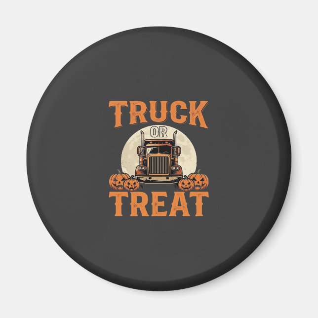 Lastbil eller Behandla Halloween Semi Lastbil Desi Magnet (Framsidan)