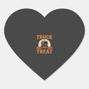 Lastbil eller godis Halloween Semi Lastbil Design_ Hjärtformat Klistermärke