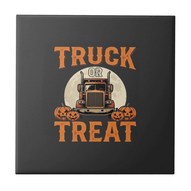 Lastbil eller godis Halloween Semi Lastbil Design_ Kakelplatta (Framsidan)