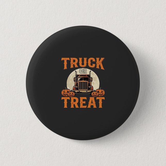Lastbil eller godis Halloween Semi Lastbil Design_ Knapp (Framsida)