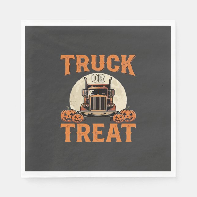 Lastbil eller Godis Halloween Semi Lastbil Design_ Pappersservett (Framsidan)