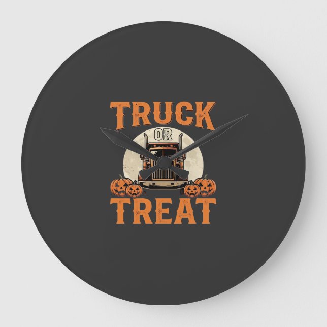 Lastbil eller Godis Halloween Semi Lastbil Design_ Stor Klocka (Framsida)