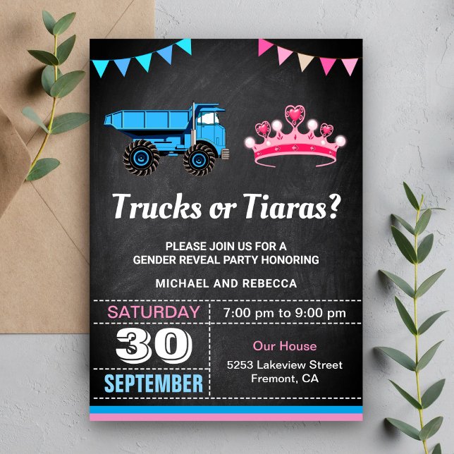 Lastbil eller tiara - könsbestämningsfest inbjudningar (Skapare uppladdad)