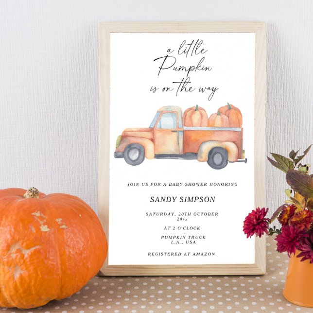 Lastbil En Liten Pumpa Fall Baby Shower Inbjudningar (Skapare uppladdad)