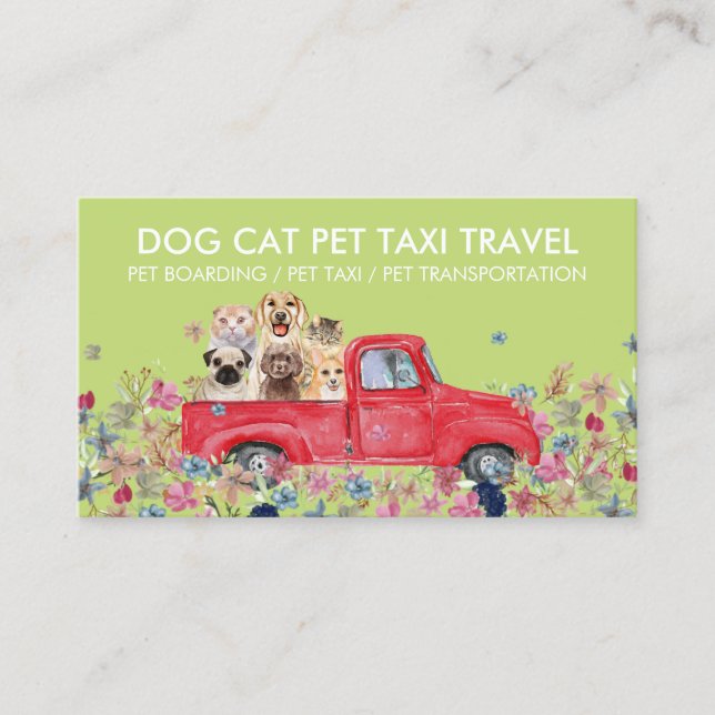 Lastbil Flowers Grönt Hundar Cats Pet Visitkort (Framsida)