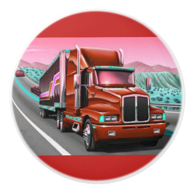 Lastbil för 18 person som drar en knopp (Framsidan)