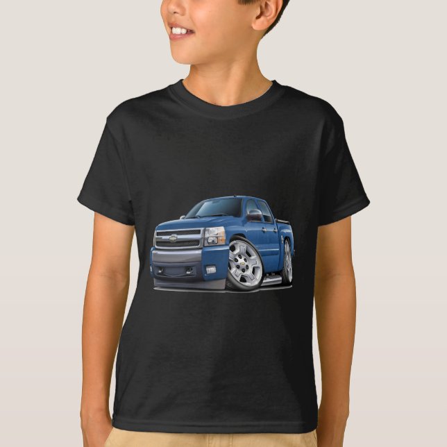 Lastbil för Chevy Silverado Dualcab blåttgranit Tee (Framsida)