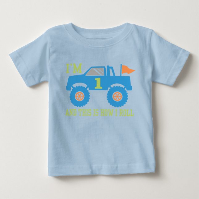 lastbil, första födelsedag t-shirt (Framsida)
