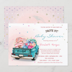 Lastbil Godis Stjärnor Drive By Baby Shower Inbjudningar