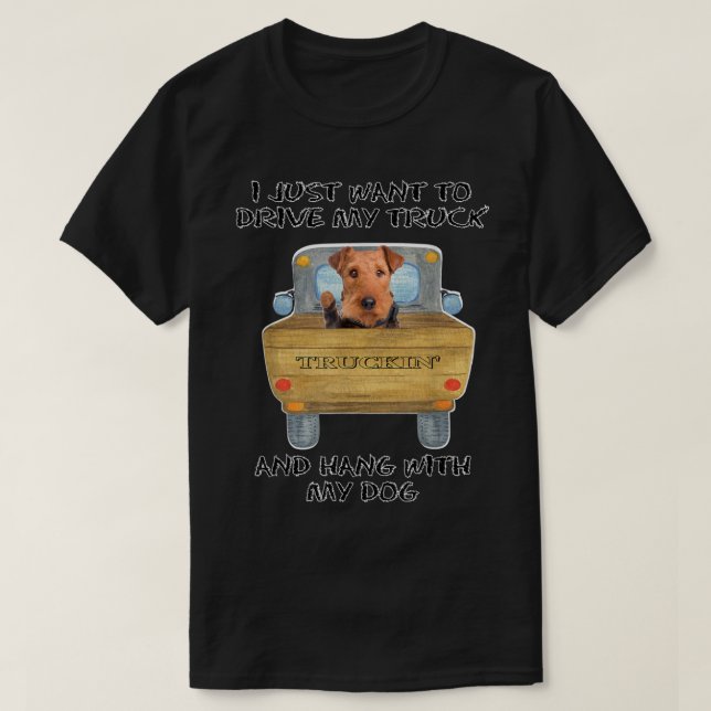 Lastbil-Hund Airedale Terrier T Shirt (Design framsida)