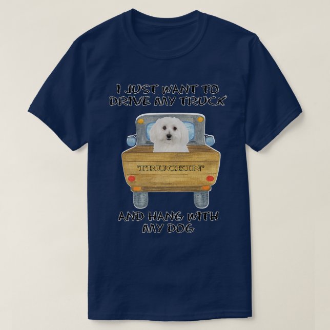 Lastbil Hund Bichon Frises T Shirt (Design framsida)