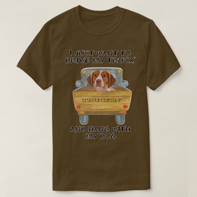 Lastbil Hund Brittany T Shirt (Design framsida)