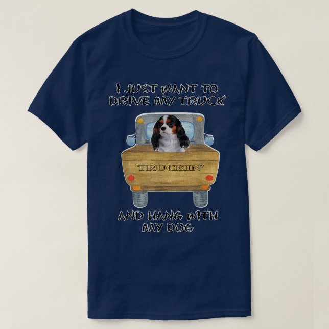 Lastbil Hund Cavalier Kung Charles Spain T Shirt (Design framsida)