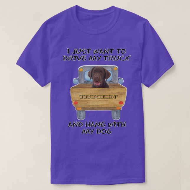 Lastbil-Hund Chocolate Labrador T Shirt (Design framsida)