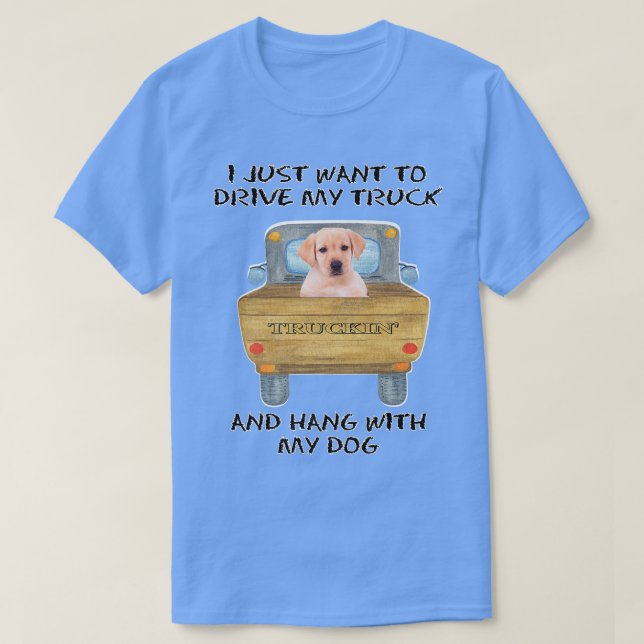 Lastbil Hund Gult Labrador T Shirt (Design framsida)