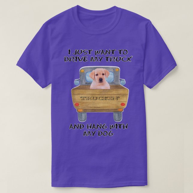 Lastbil Hund Gult Labrador T Shirt (Design framsida)