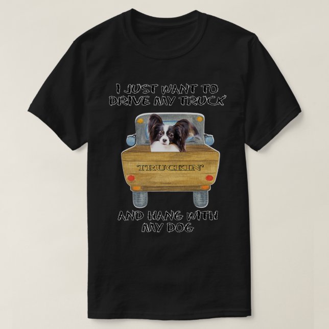 Lastbil Hund Papillon T Shirt (Design framsida)