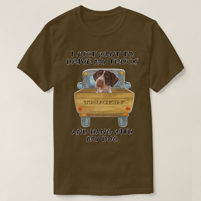 Lastbil-Hund Pointers German Wirehsted T Shirt (Design framsida)