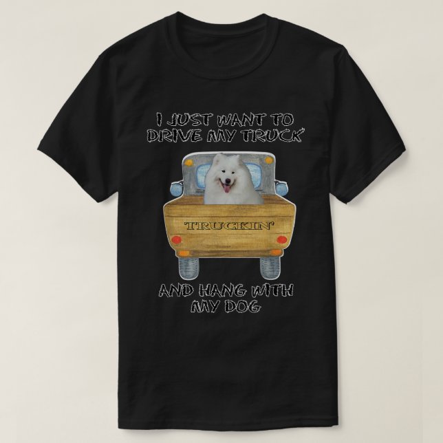 Lastbil Hund Samoyed T Shirt (Design framsida)