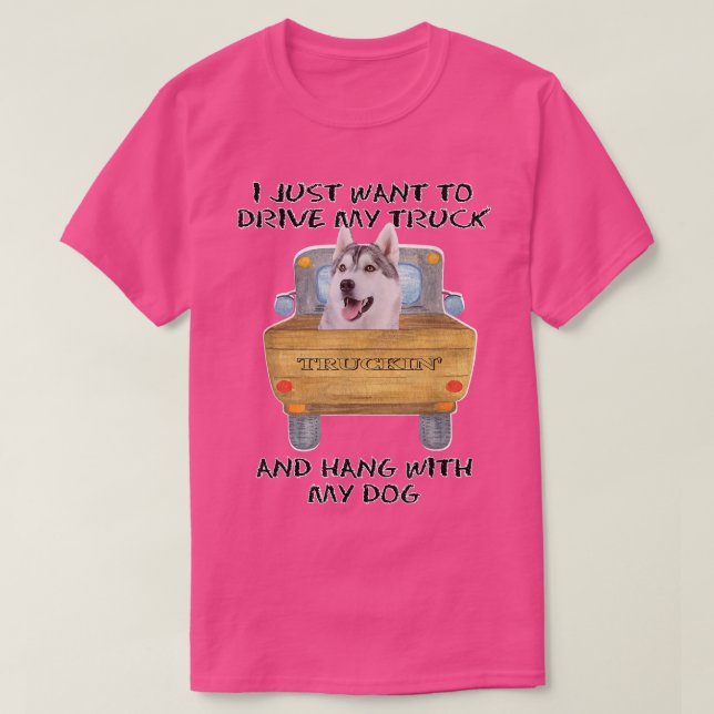 Lastbil Hund Siberian husky T Shirt (Design framsida)