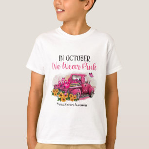 Lastbil I oktober bär vi rosa för bröstcancer medv T Shirt