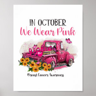 Lastbil i oktober Bära vi Rosa bröstcancer Awaren Poster