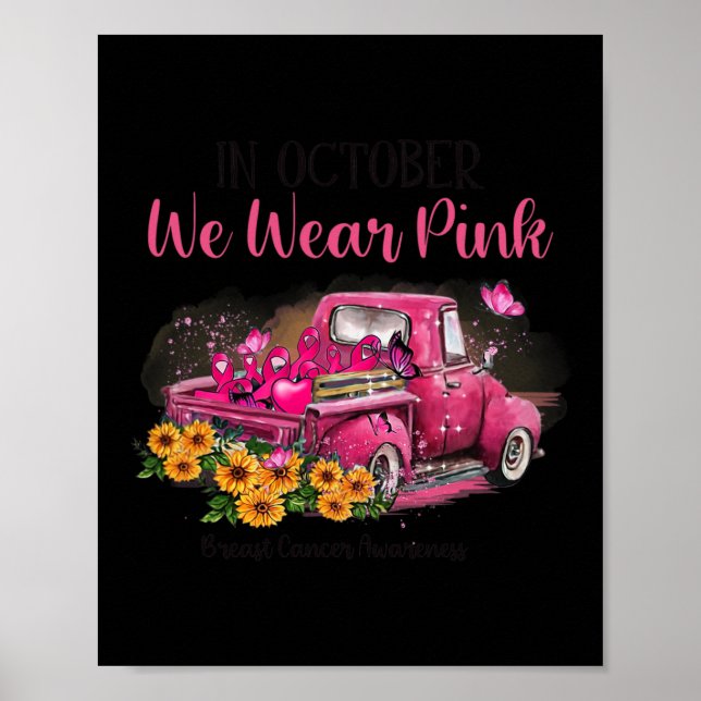 Lastbil i oktober Bära vi Rosa bröstcancer Awaren Poster (Framsidan)