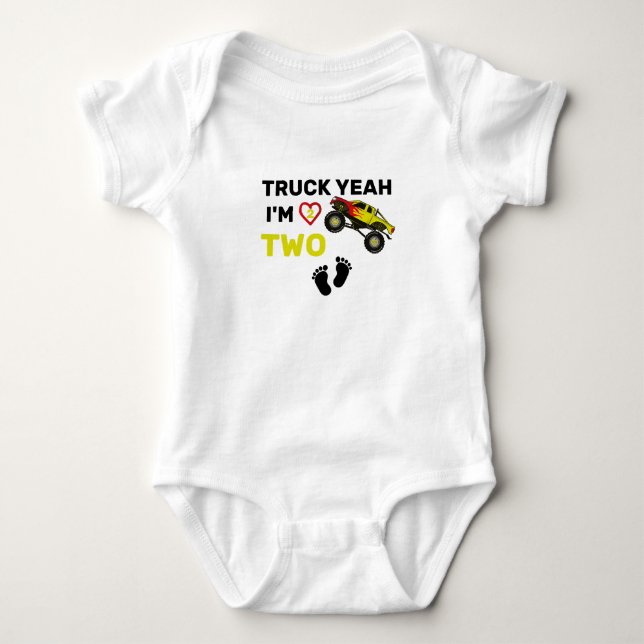 Lastbil Ja jag är två Födelsedagströja, 2-års föde T Shirt (Framsida)