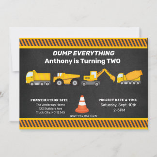 Lastbil, Lastbilar och mer Lastbilar Barns födelse Inbjudningar