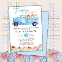 Lastbil Liten Pumpa Blå Pojke Baby Shower