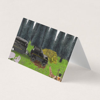 Lastbil med Camper i Skogen Cleared Camping Spo Kort