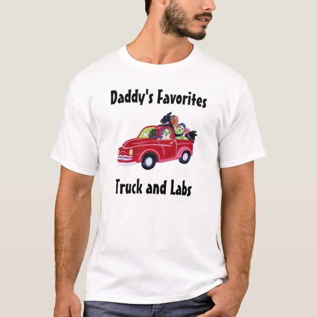 Lastbil och Labradors för pappor röd T-shirt (Framsida)