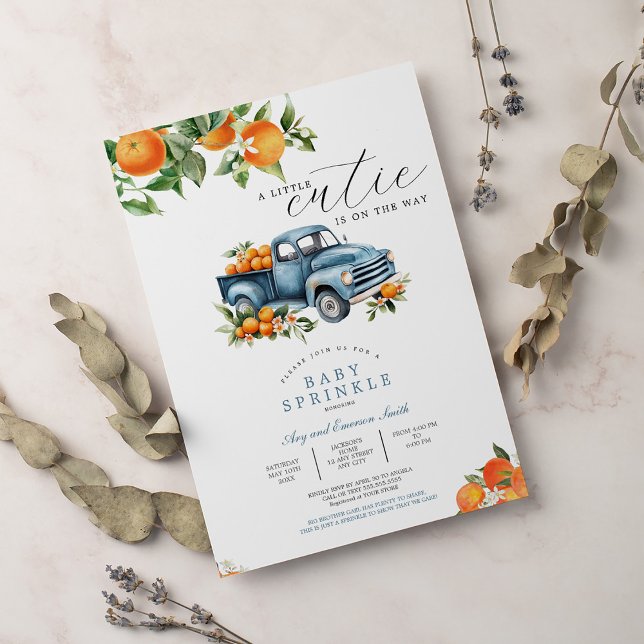 Lastbil Orange Gingham Citrus Baby Shower Inbjudningar (Skapare uppladdad)