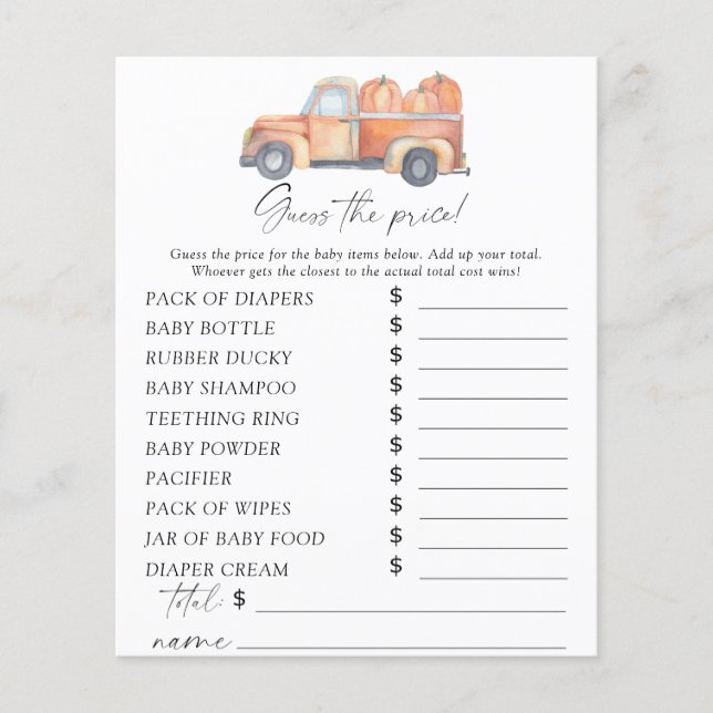 Lastbil Pumpkins - Gissa prist spel (Framsida)