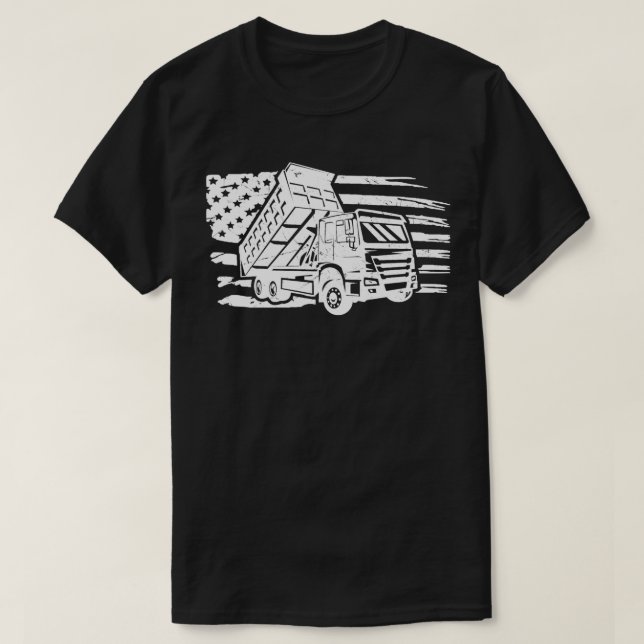 Lastbil Retro America Flagga Vintage Construction T Shirt (Design framsida)