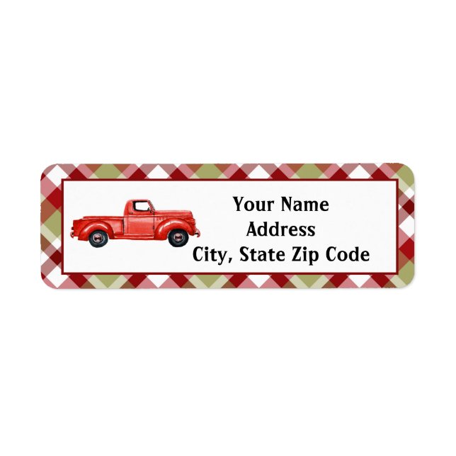 Lastbil-returadressetikett för min Red Plocka Up Returadress Etikett (Framsidan)