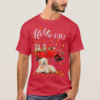 Lastbil Riding Golden Retriever Hundar Autumn Cute T Shirt