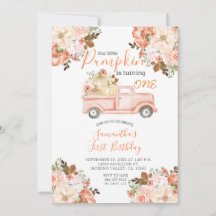 Lastbil Rosa Peach Watercolor Fall Pumpkin Inbjuda