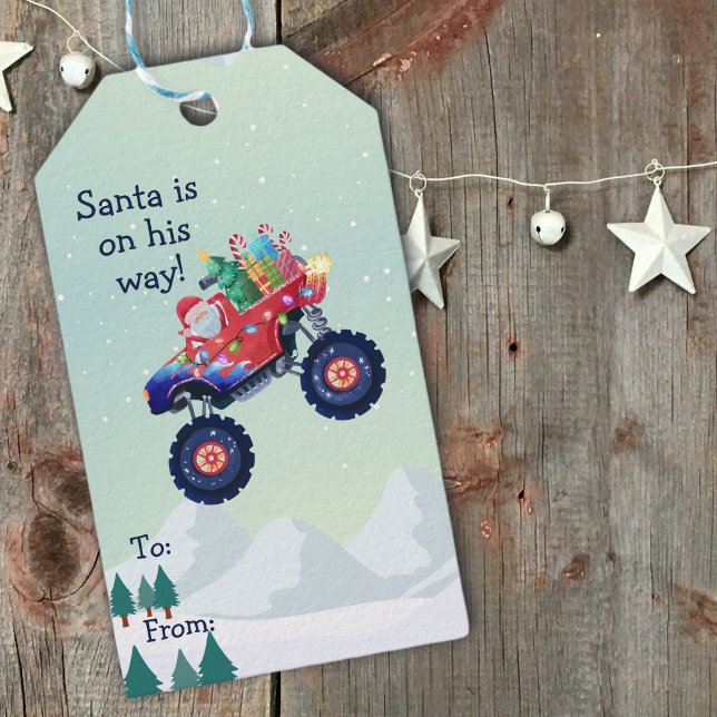 Lastbil Santa Monster Presentetikett (Skapare uppladdad)