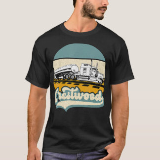 Lastbil Semi Stuck på järnvägskorsten, stenträ T Shirt