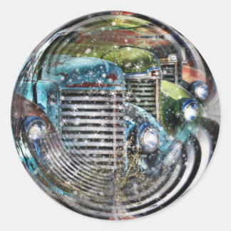 Lastbil Snowglobe Runt Klistermärke