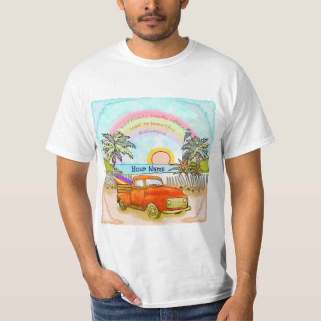 Lastbil Surfer fyr T Shirt (Framsida)