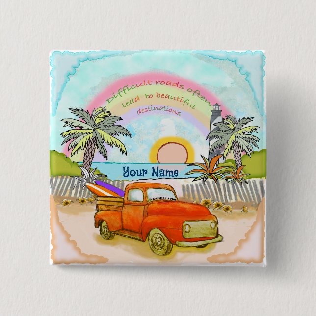 Lastbil Surfer Lighthouse-knapp Knapp (Framsida)