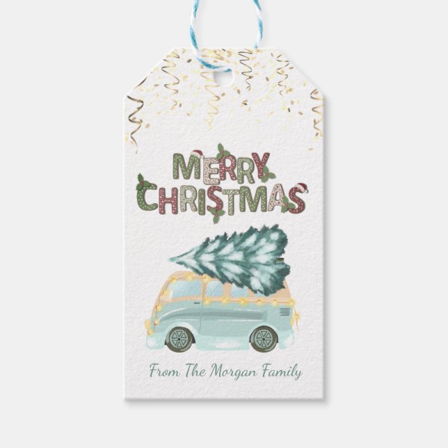 Lastbil Tallar,Konfetti,God Jul  Presentetikett (Framsidan)