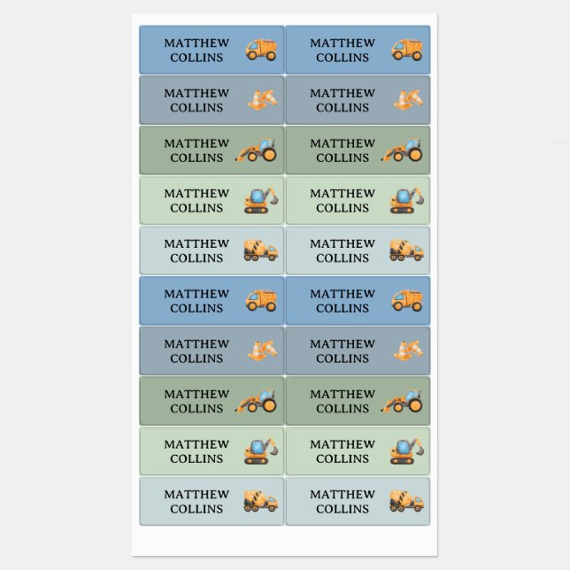 Lastbil Watersecure School Namn Label Stickers Boy (Ark)