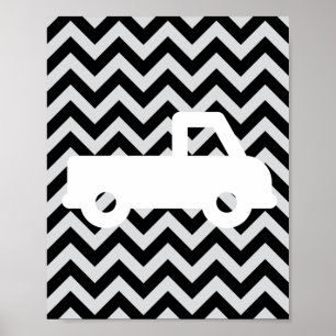 Lastbilar, ankor och bockar, Chevron Nursery Wall Poster
