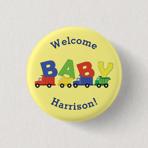 Lastbilar Baby Shower Knapp