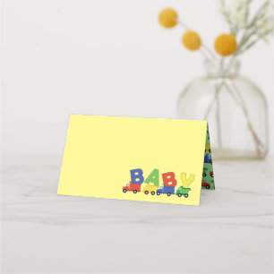 Lastbilar Boy Baby Shower Construction Cute Placeringskort